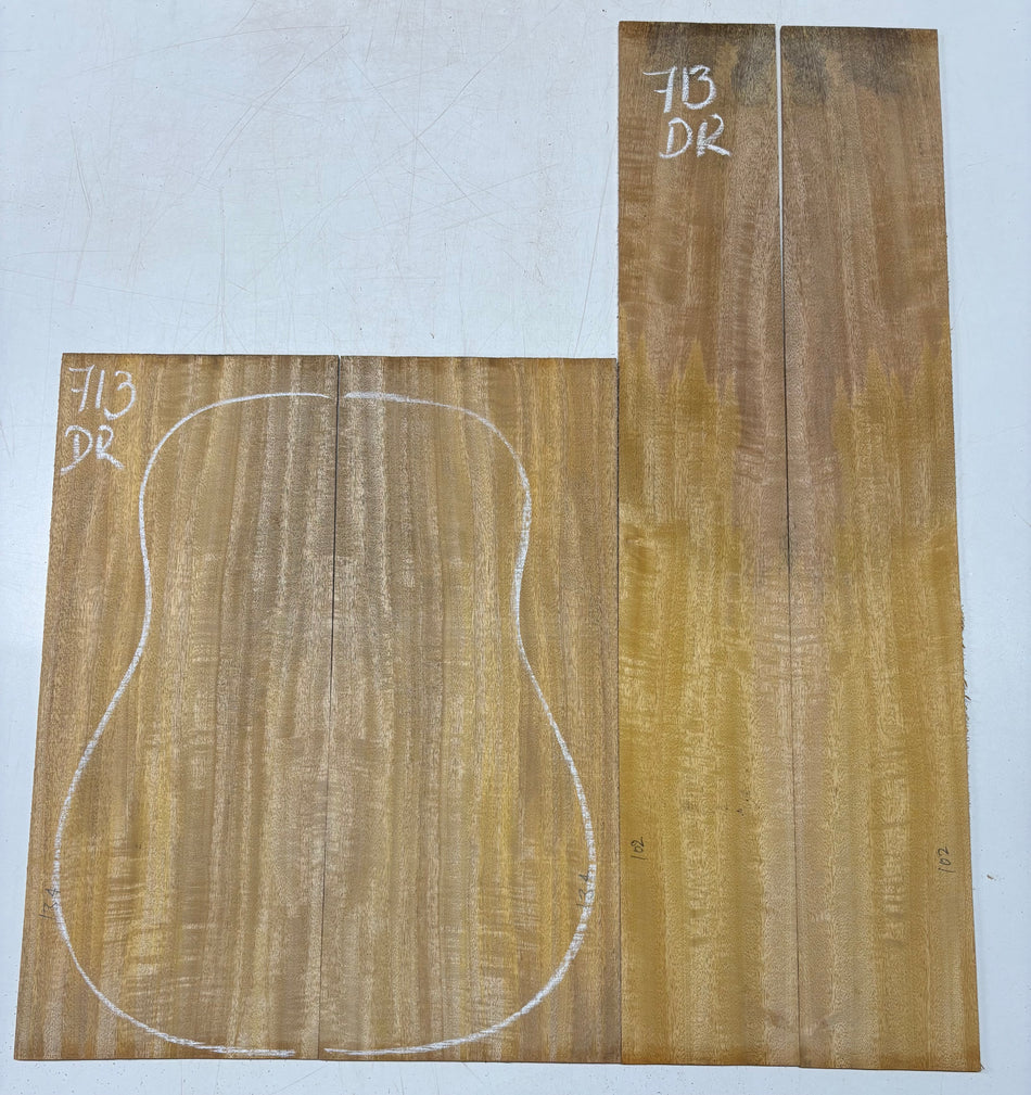 Golden Flame Mango Dreadnought Guitar Back and Side Set #713