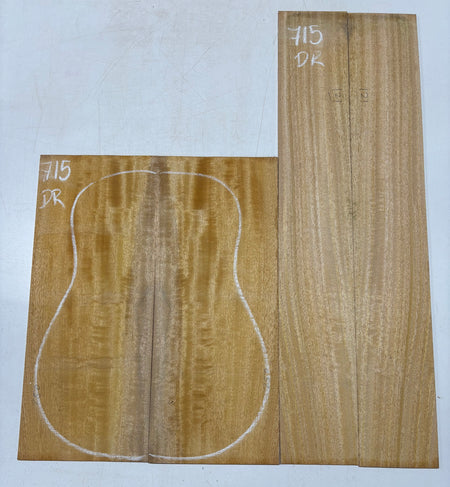 Golden Flame Mango Dreadnought Guitar Back and Side Set #715 - Exotic Wood Zone