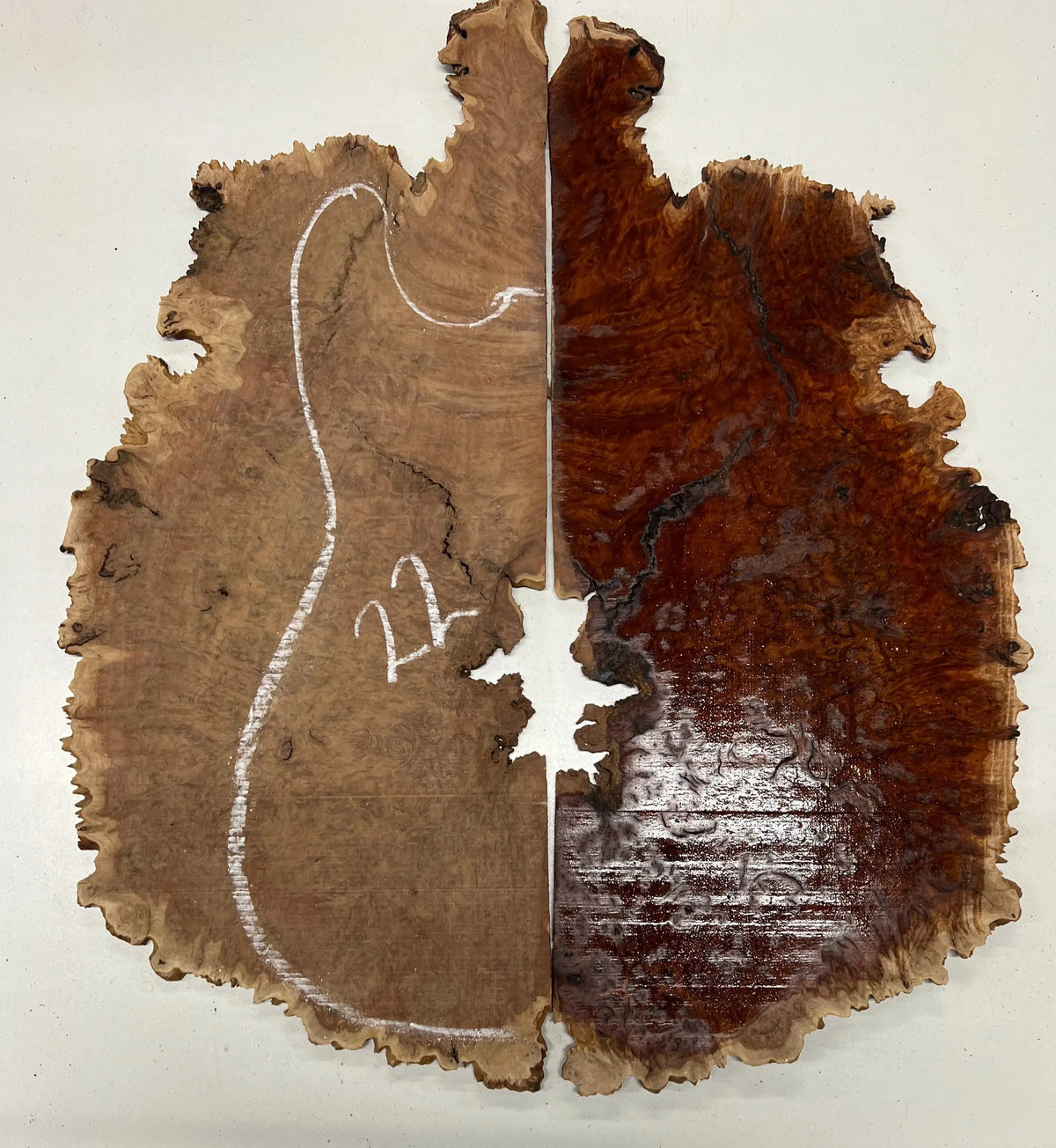 Red Gum Burl Bookmatched Guitar Drop Tops | 21" x 14" x 1/4" - #22 - Exotic Wood Zone - Buy online Across USA 