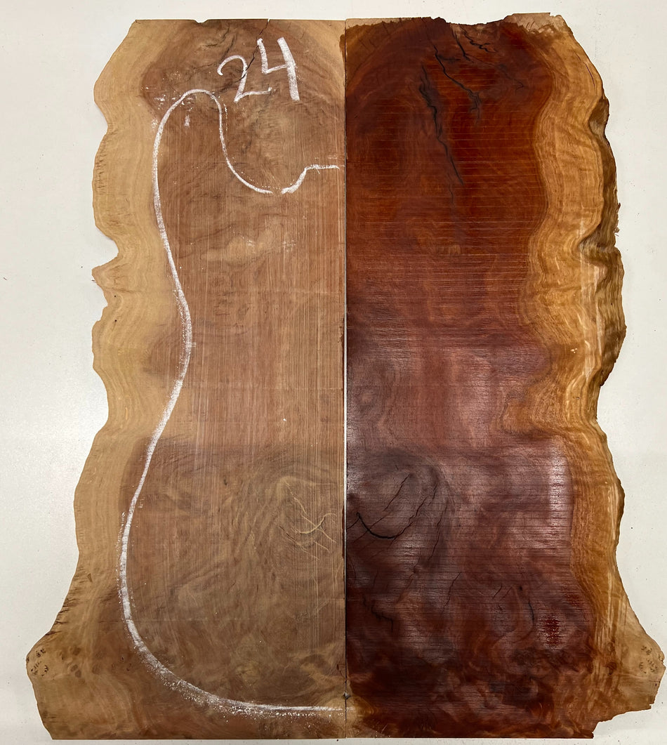 Red Gum Burl Bookmatched Guitar Drop Tops | 21" x 14" x 1/4" - #24 - Exotic Wood Zone - Buy online Across USA 