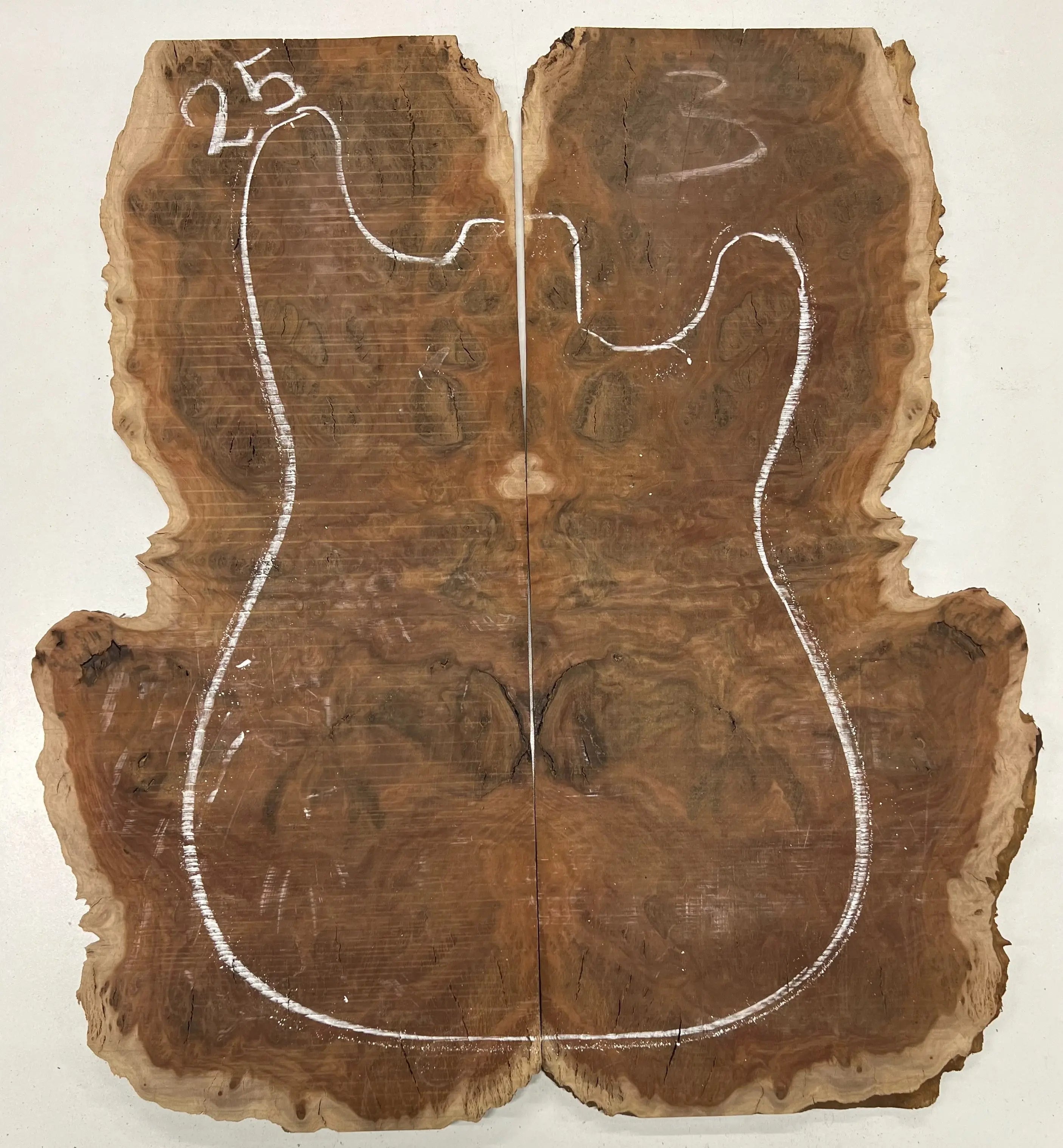 Red Gum Burl Bookmatched Guitar Drop Tops | 21" x 14" x 1/4" - #25 - Exotic Wood Zone - Buy online Across USA 