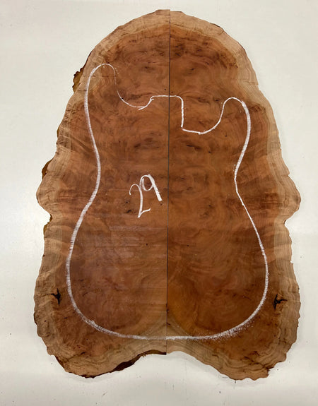 Red Gum Burl Bookmatched Guitar Drop Tops | 21" x 14" x 3/8" - #29 - Exotic Wood Zone - Buy online Across USA 