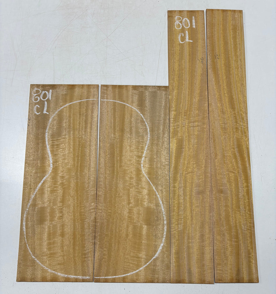 Golden Flame Mango Classical Guitar Back and Side Set #801