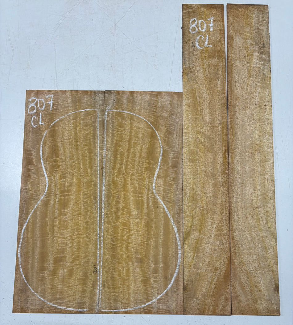 Golden Flame Mango Classical Guitar Back and Side Set #807