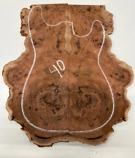 Red Gum Burl Book Matched Guitar Drop Tops | 21" x 14" x 3/8" - #40 - Exotic Wood Zone - Buy online Across USA 