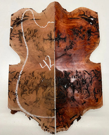 Red Gum Burl Book Matched Guitar Drop Tops | 21" x 14" x 3/8" #42 - Exotic Wood Zone - Buy online Across USA 