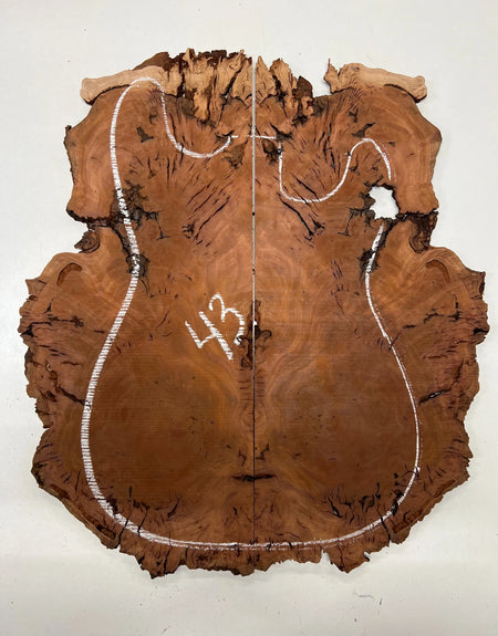 Red Gum Burl Book Matched Guitar Drop Tops | 21" x 14" x 3/8" #43 - Exotic Wood Zone - Buy online Across USA 