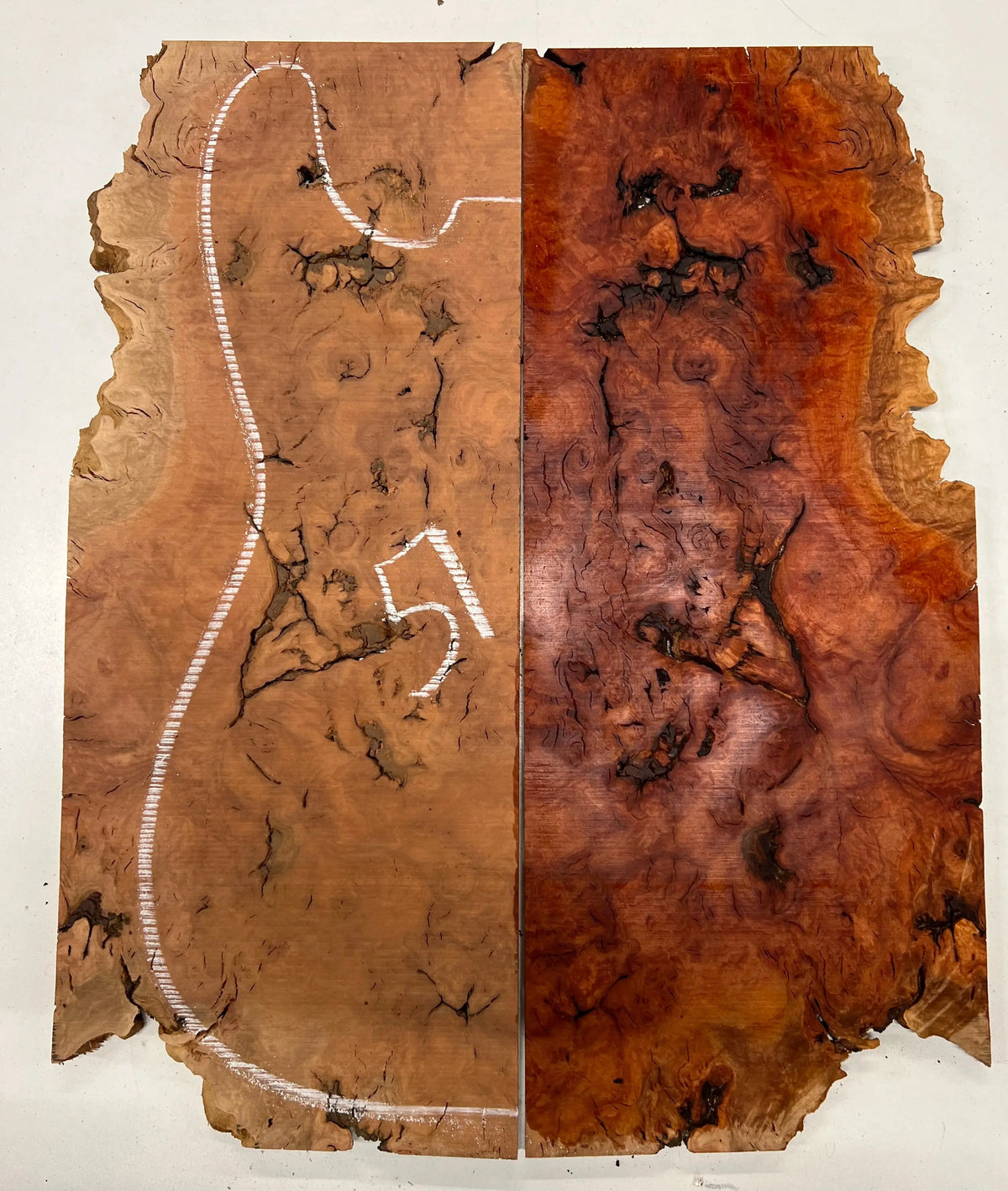 Red Gum Burl Book Matched Guitar Drop Tops | 21" x 14" x 3/8" #51 - Exotic Wood Zone - Buy online Across USA 