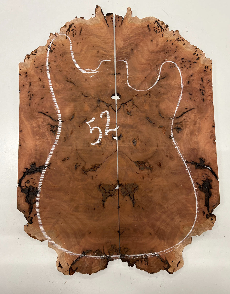 Red Gum Burl Book Matched Guitar Drop Tops | 21" x 14" x 3/8" #52 - Exotic Wood Zone - Buy online Across USA 