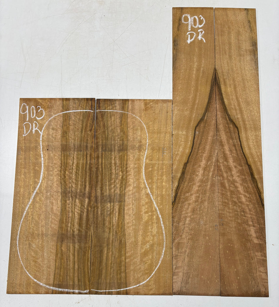 Flame Chocolate Mango Dreadnought Guitar Back and Side Set #903