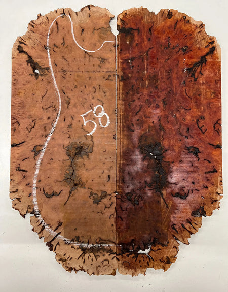 Red Gum Burl Book Matched Guitar Drop Tops | 21" x 14" x 3/8" #58 - Exotic Wood Zone - Buy online Across USA 