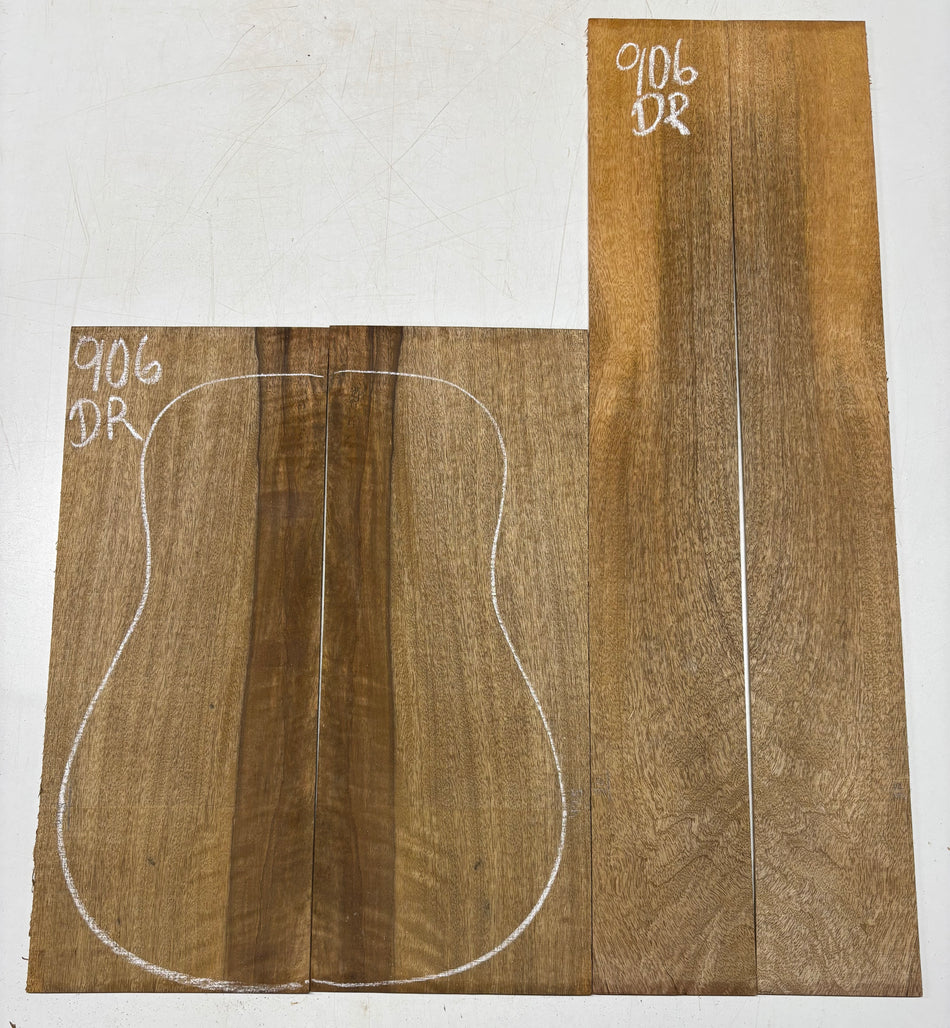 Flame Chocolate Mango Dreadnought Guitar Back and Side Set #906