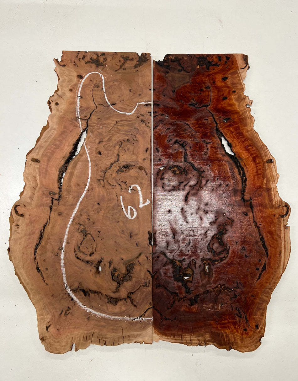 Red Gum Burl Book Matched Guitar Drop Tops | 21" x 14" x 3/8" #62 - Exotic Wood Zone - Buy online Across USA 