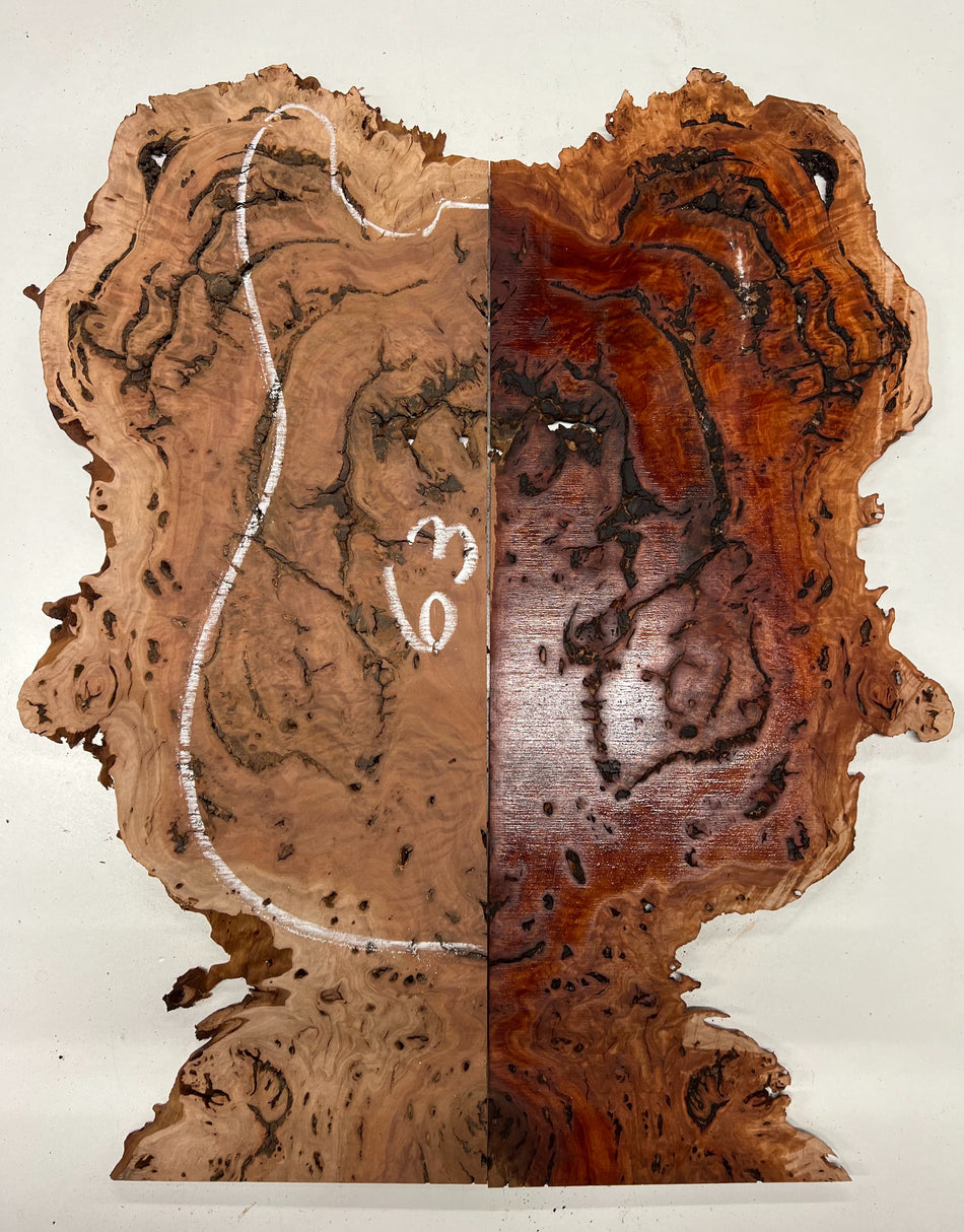 Red Gum Burl Book Matched Guitar Drop Tops | 21" x 14" x 3/8" #63 - Exotic Wood Zone - Buy online Across USA 