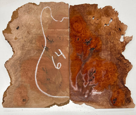 Red Gum Burl Book Matched Guitar Drop Tops | 21" x 14" x 3/8" #64 - Exotic Wood Zone - Buy online Across USA 