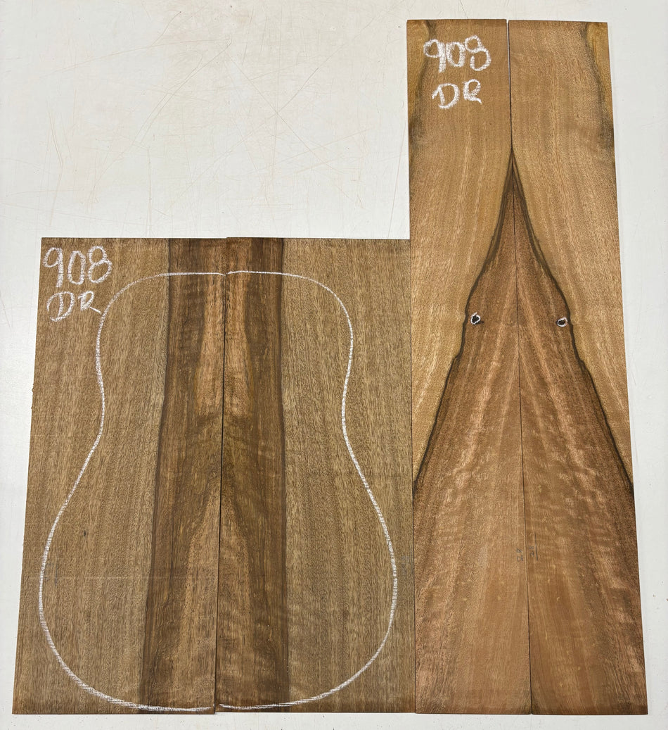 Flame Chocolate Mango Dreadnought Guitar Back and Side Set #908