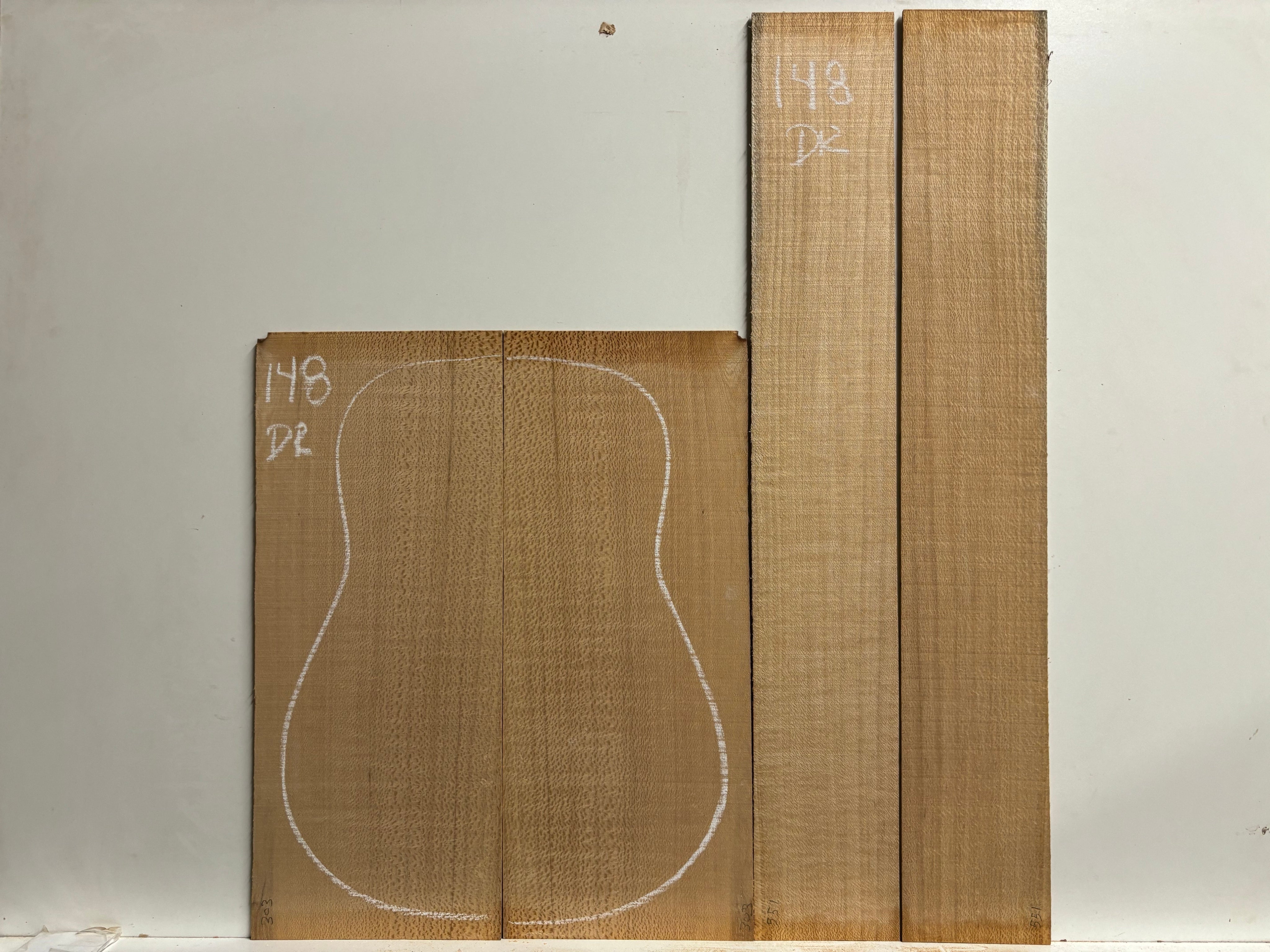 Silver Oak (Silky Oak) Dreadnought Guitar Back & Side Set #148 Exotic Wood Zone 