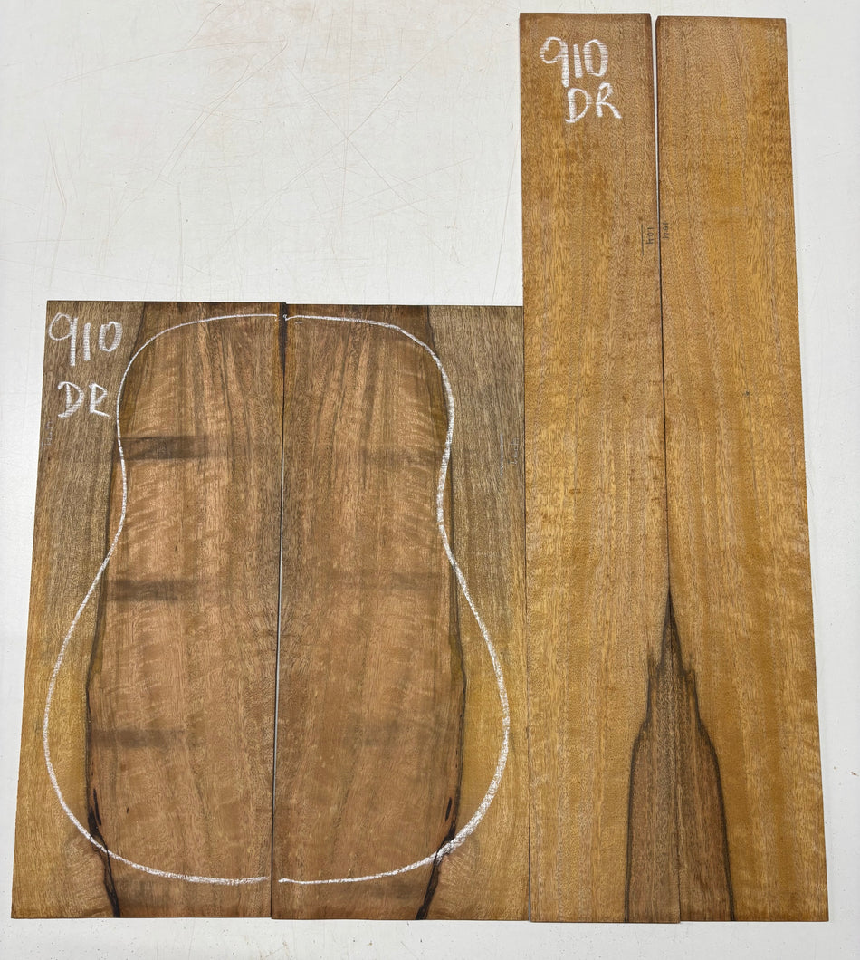 Flame Chocolate Mango Dreadnought Guitar Back and Side Set #910