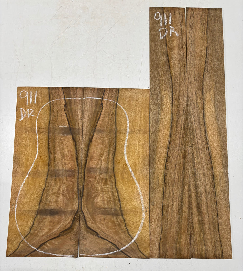 Flame Chocolate Mango Dreadnought Guitar Back and Side Set #911