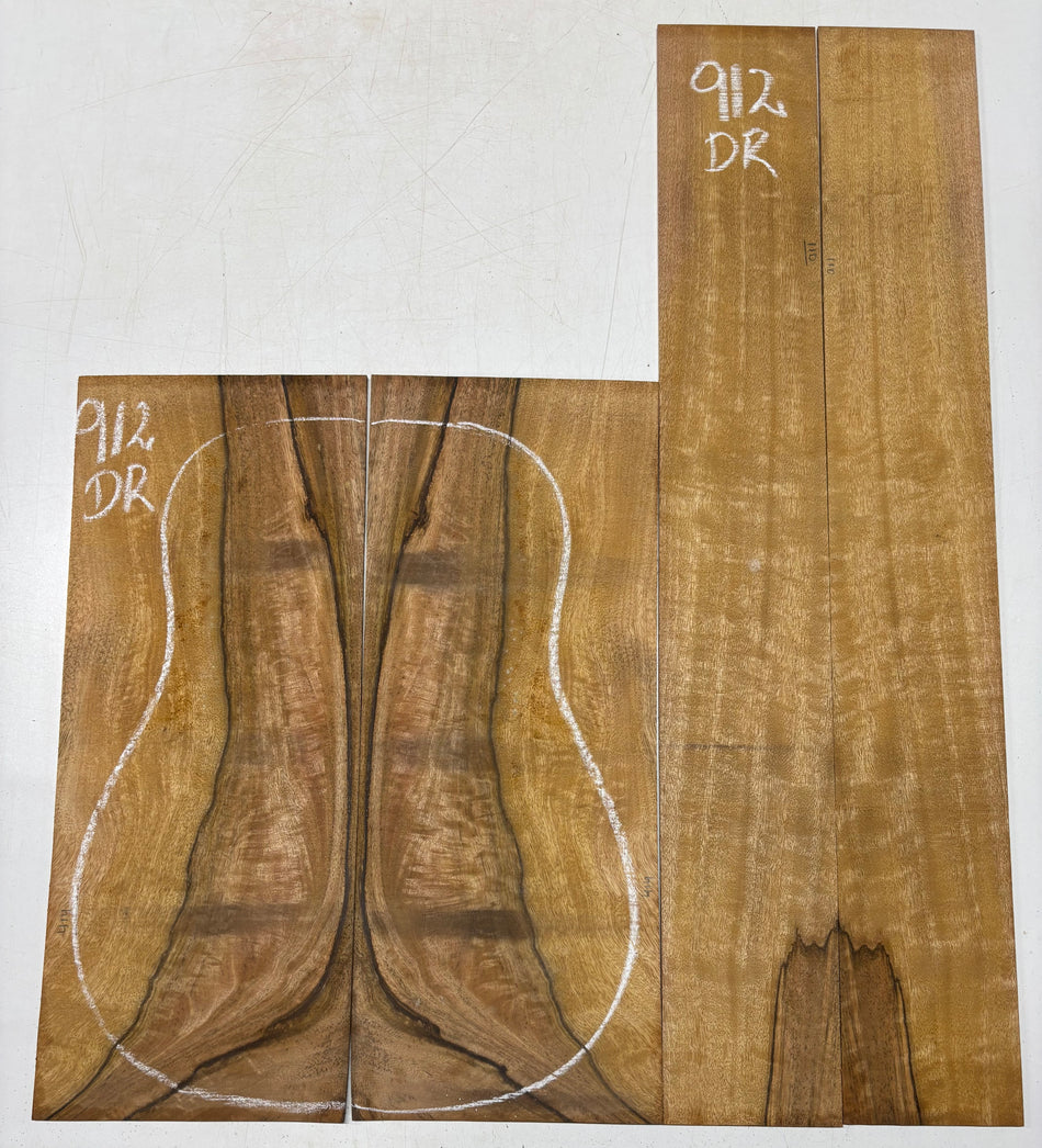 Flame Chocolate Mango Dreadnought Guitar Back and Side Set #912