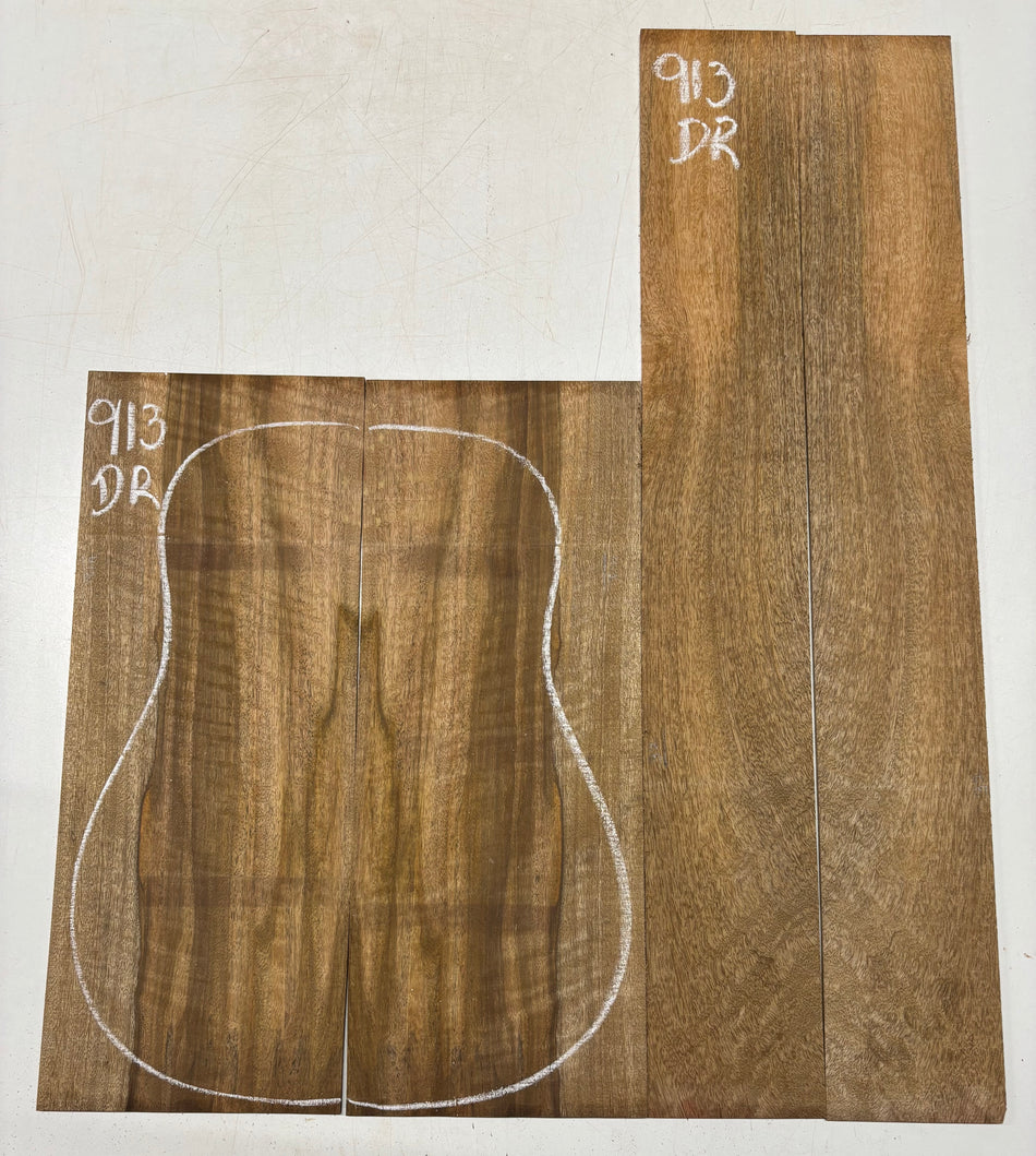 Flame Chocolate Mango Dreadnought Guitar Back and Side Set #913