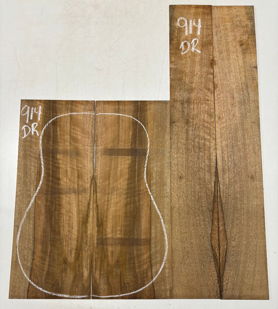 Flame Chocolate Mango Dreadnought Guitar Back and Side Set #914
