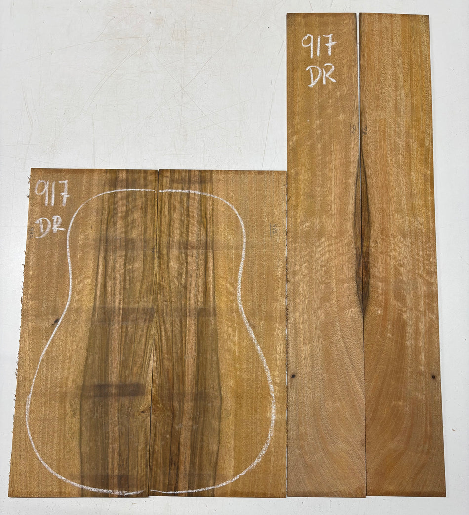 Flame Chocolate Mango Dreadnought Guitar Back and Side Set #917