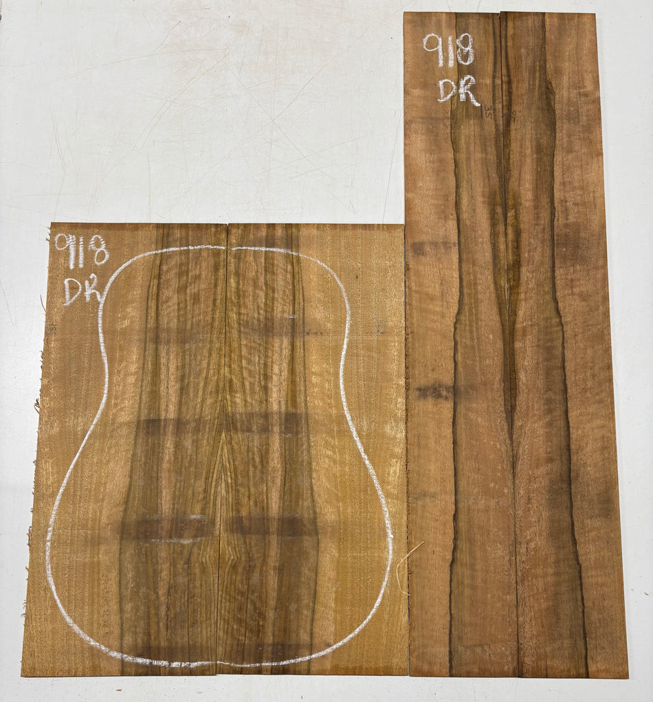 Flame Chocolate Mango Dreadnought Guitar Back and Side Set #918