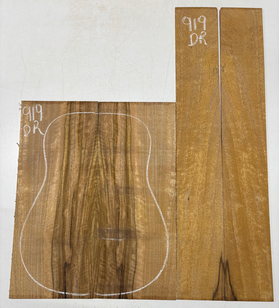 Flame Chocolate Mango Dreadnought Guitar Back and Side Set #919