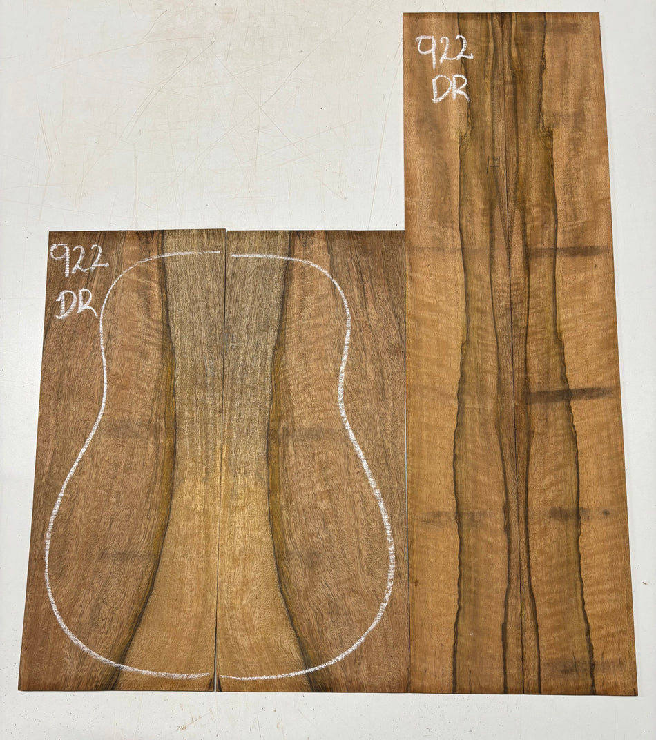 Flame Chocolate Mango Dreadnought Guitar Back and Side Set #922