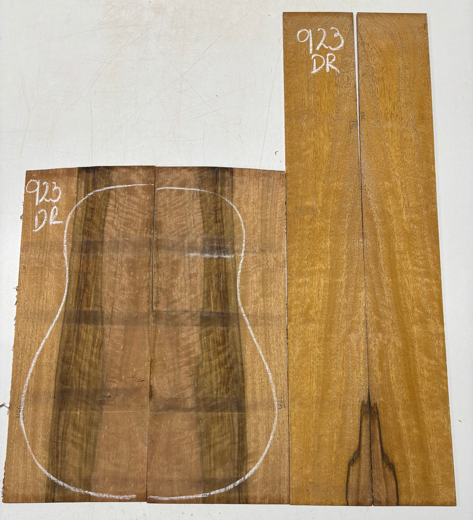 Flame Chocolate Mango Dreadnought Guitar Back and Side Set #923