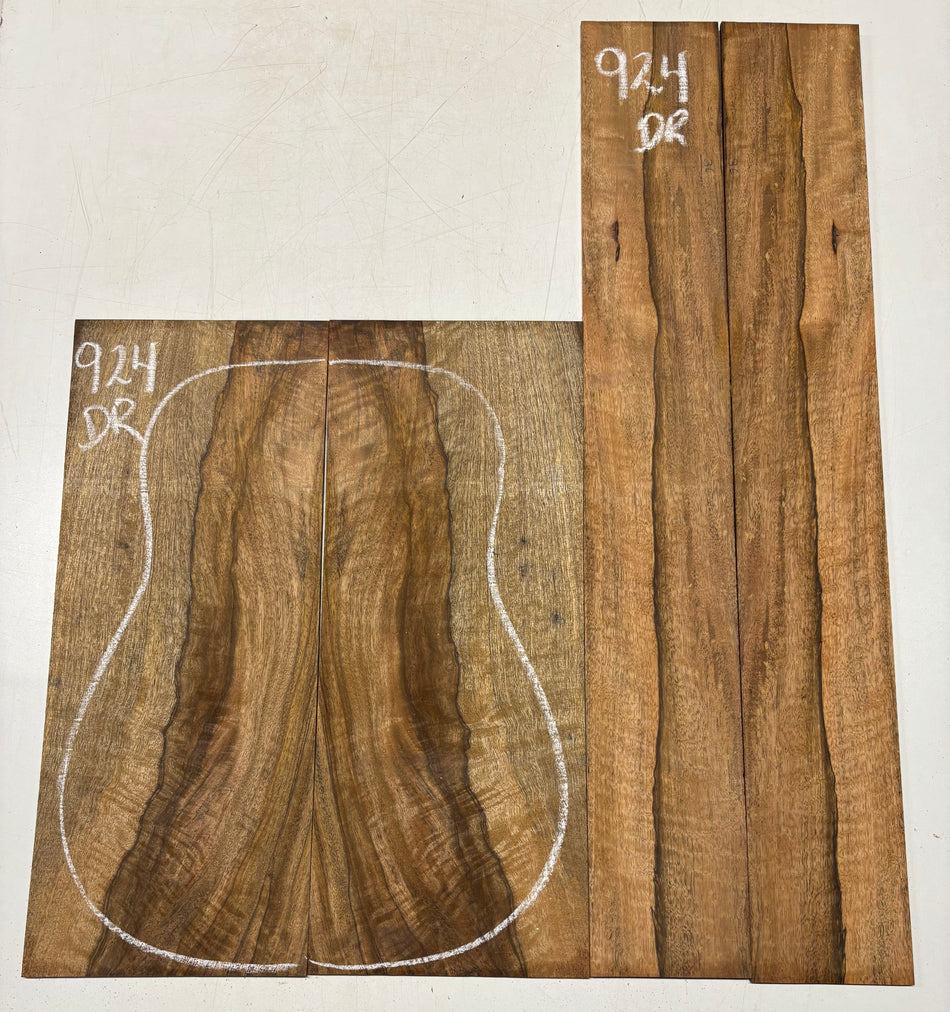 Flame Chocolate Mango Dreadnought Guitar Back and Side Set #924