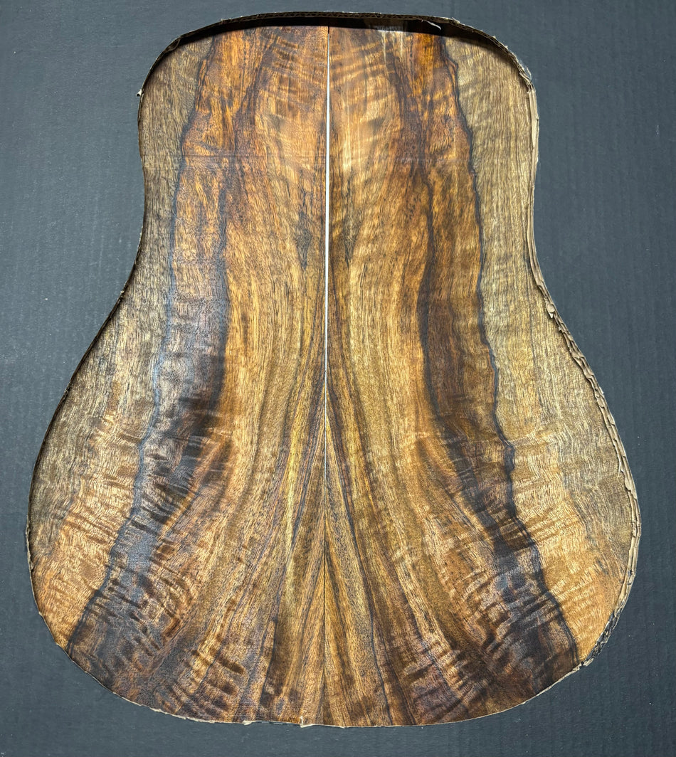 Flame Chocolate Mango Dreadnought Guitar Back and Side Set #924