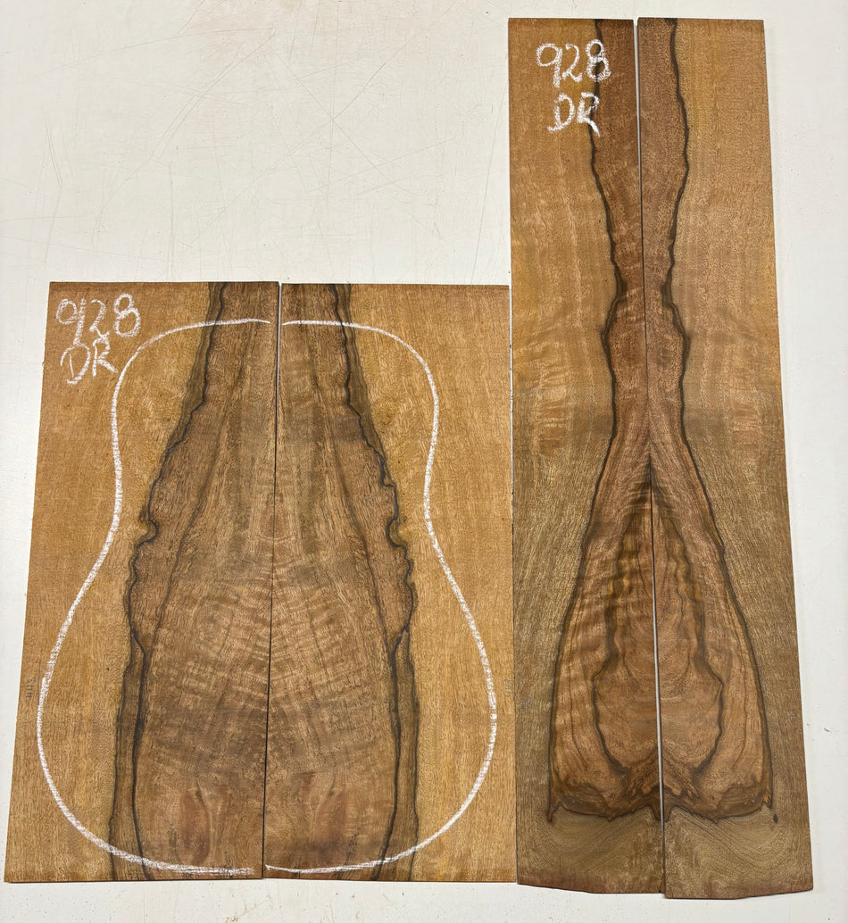 Flame Chocolate Mango Dreadnought Guitar Back and Side Set #928