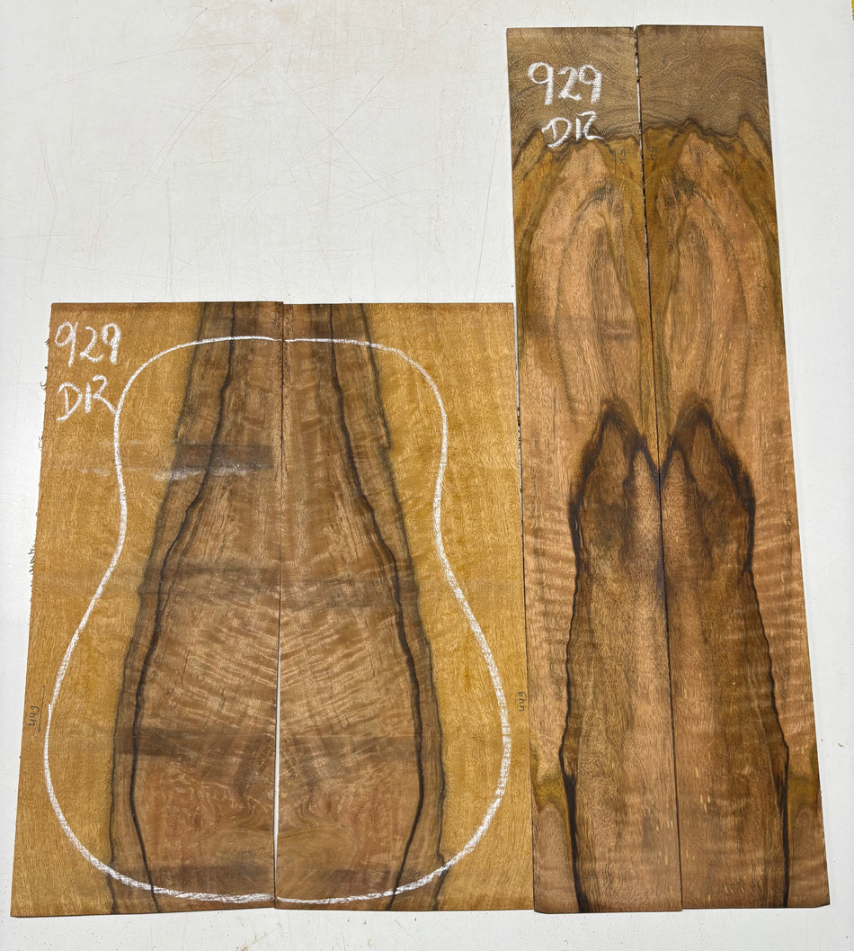 Flame Chocolate Mango Dreadnought Guitar Back and Side Set #929