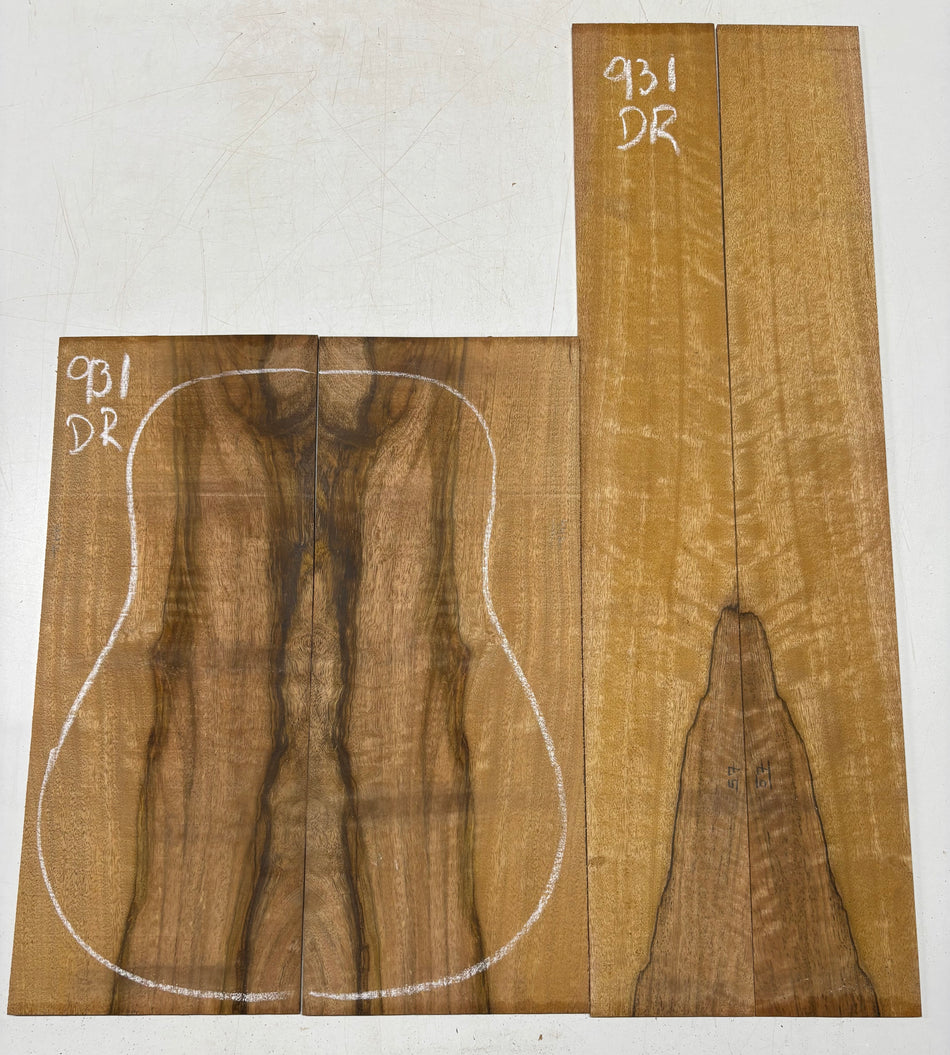 Flame Chocolate Mango Dreadnought Guitar Back and Side Set #931