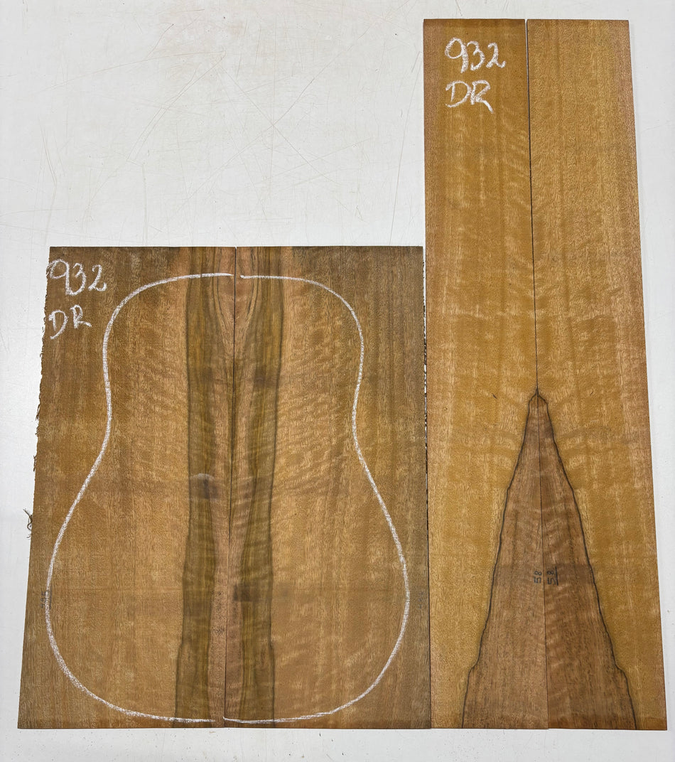 Flame Chocolate Mango Dreadnought Guitar Back and Side Set #932