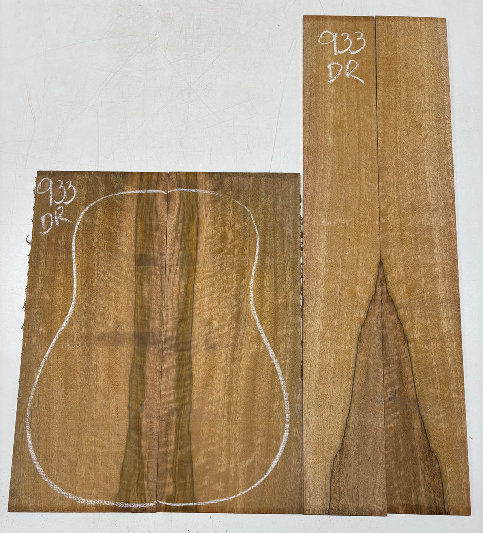 Flame Chocolate Mango Dreadnought Guitar Back and Side Set #933