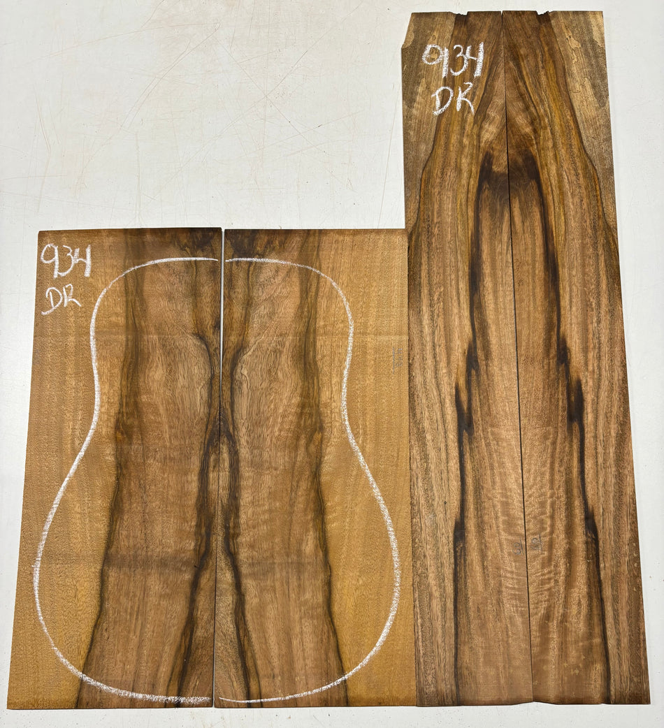 Flame Chocolate Mango Dreadnought Guitar Back and Side Set #934