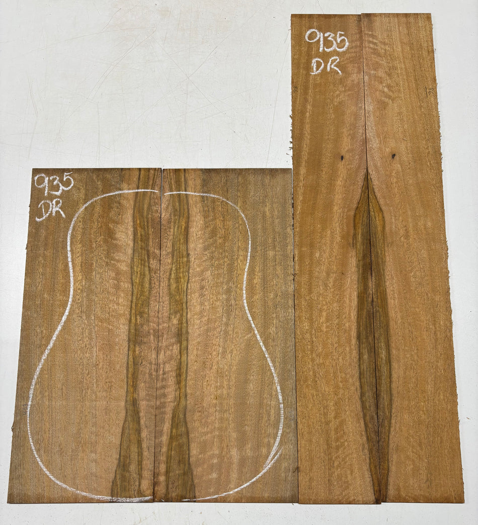 Flame Chocolate Mango Dreadnought Guitar Back and Side Set #935