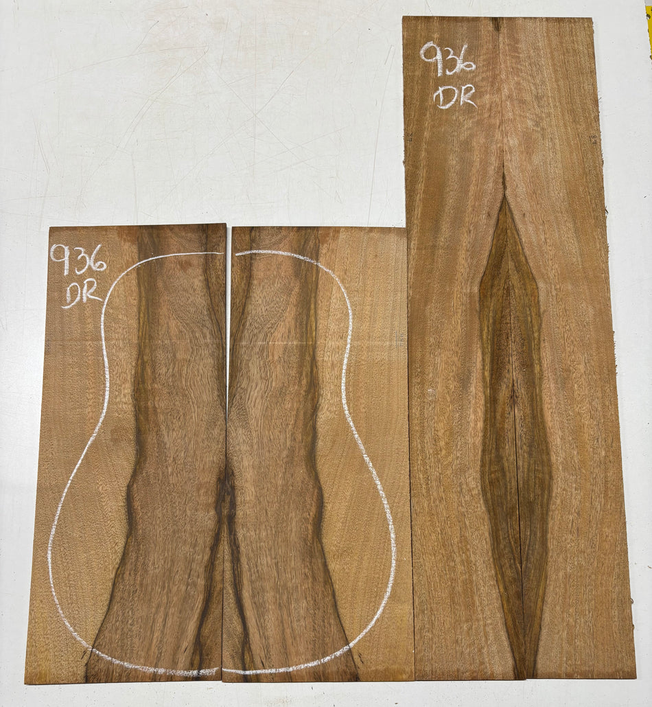 Flame Chocolate Mango Dreadnought Guitar Back and Side Set #936