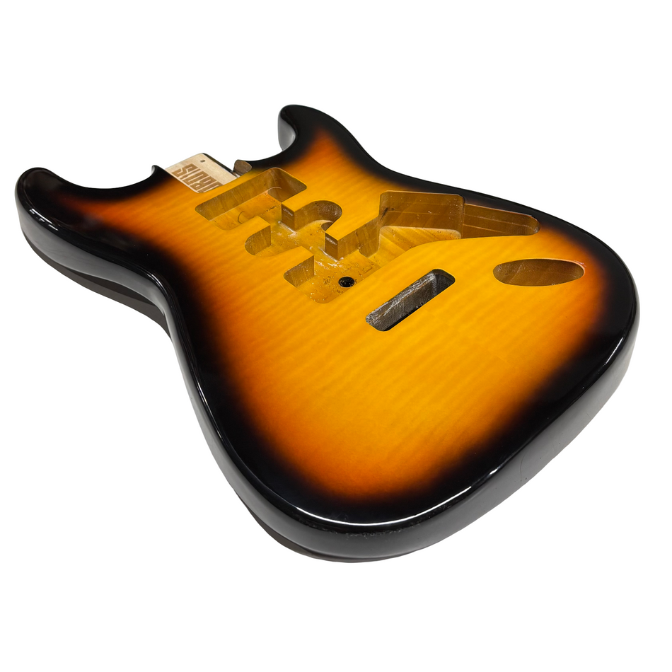 JOBOIS ST Style Finished Guitar Body- 3 Tone Flamed Sunburst