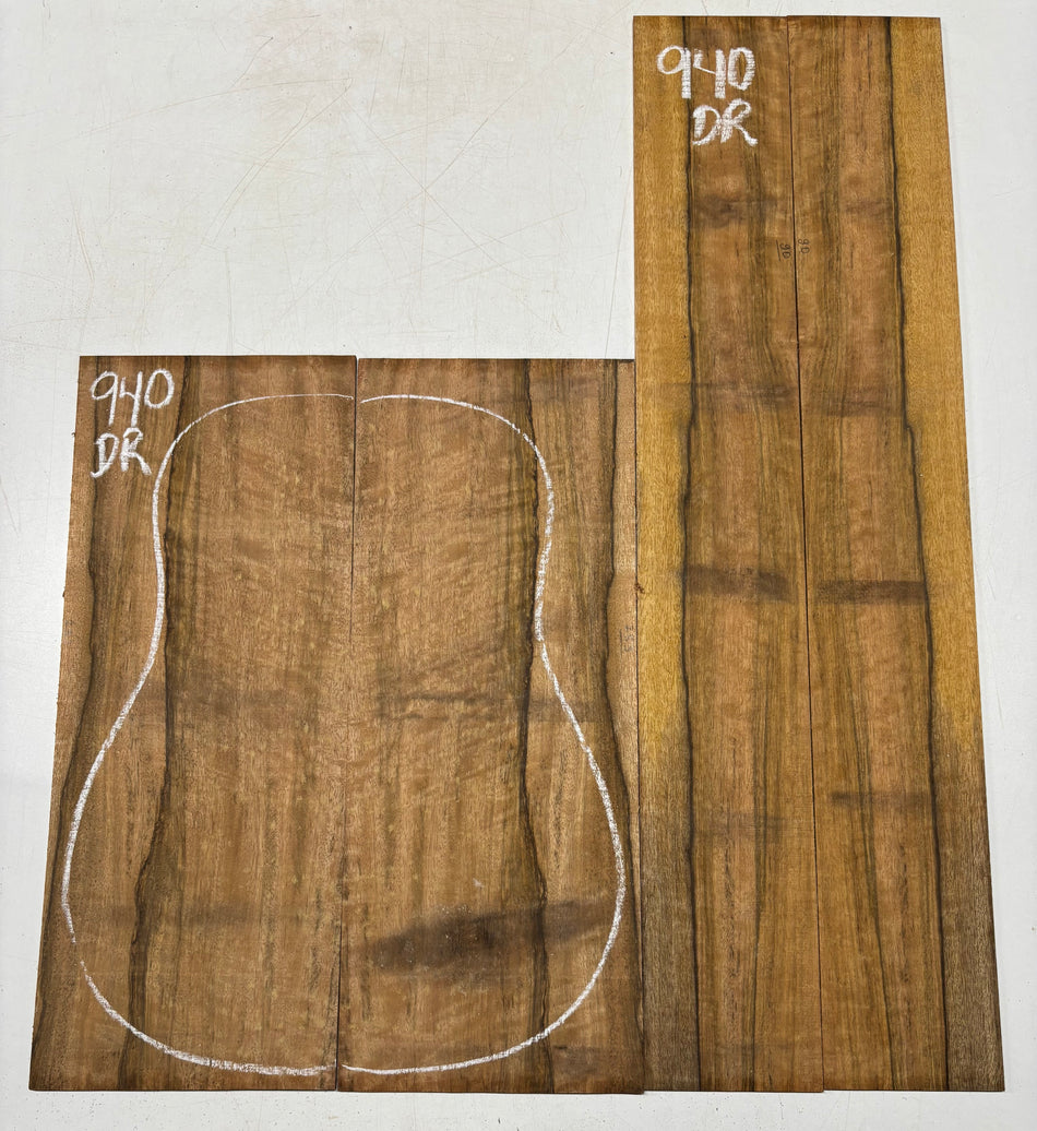 Flame Chocolate Mango Dreadnought Guitar Back and Side Set #940