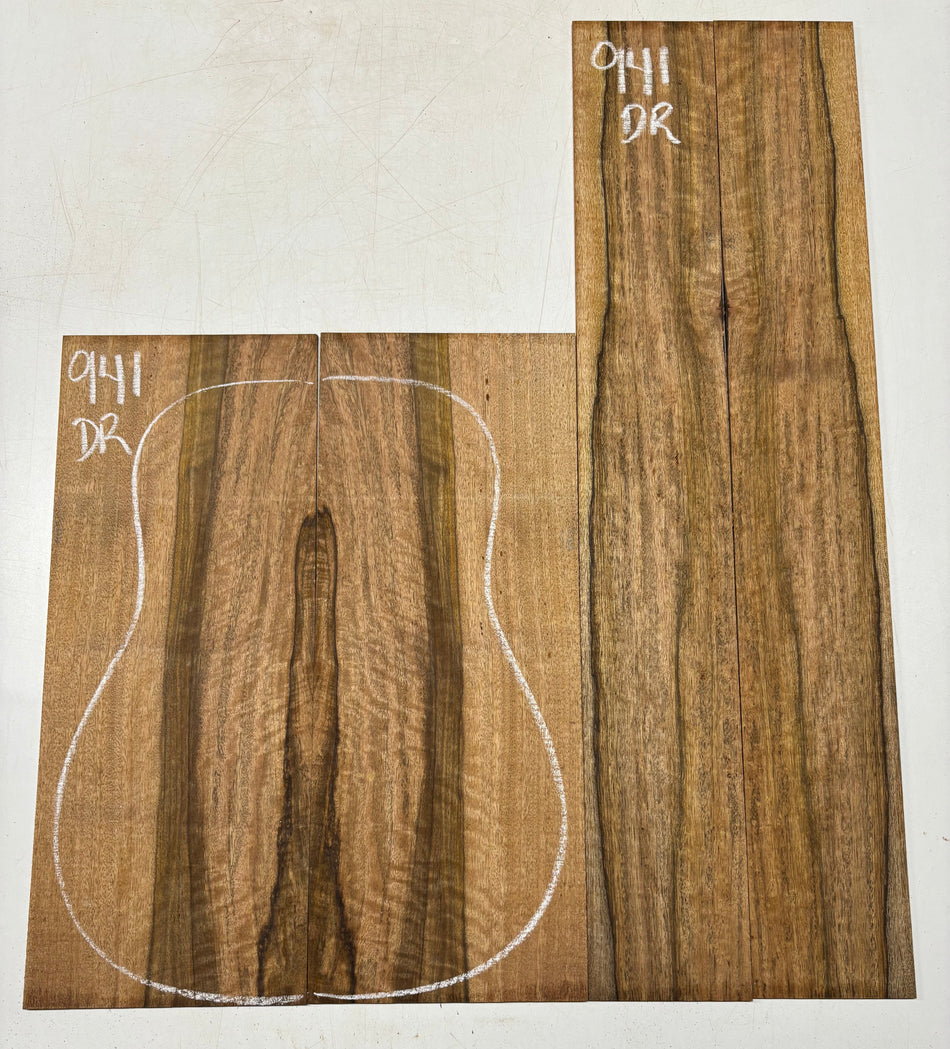 Flame Chocolate Mango Dreadnought Guitar Back and Side Set #941