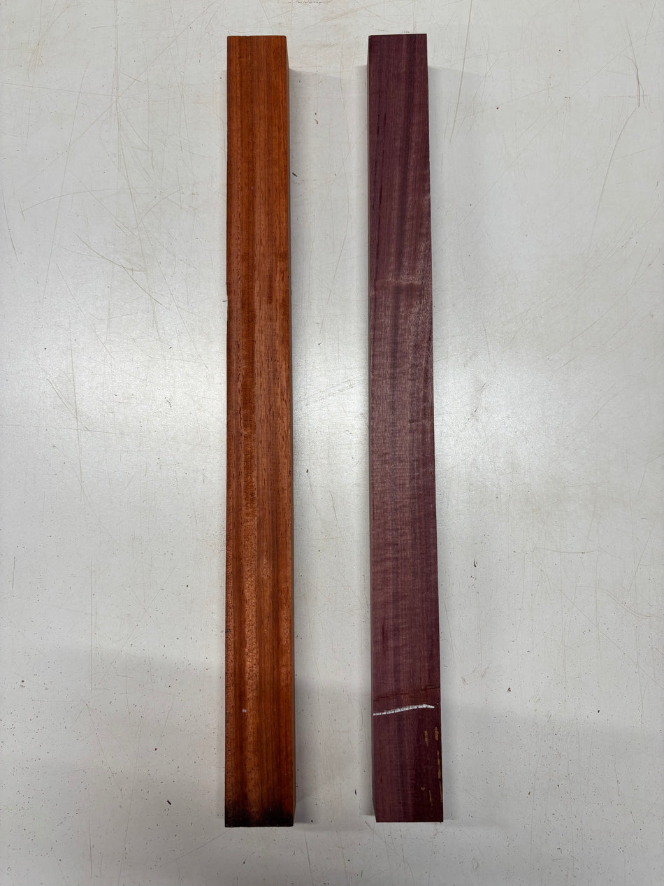 2 Pack, 2 Species Padauk + Purpleheart Turning Wood Blank  24"x1-7/8"x1-3/8"#5953