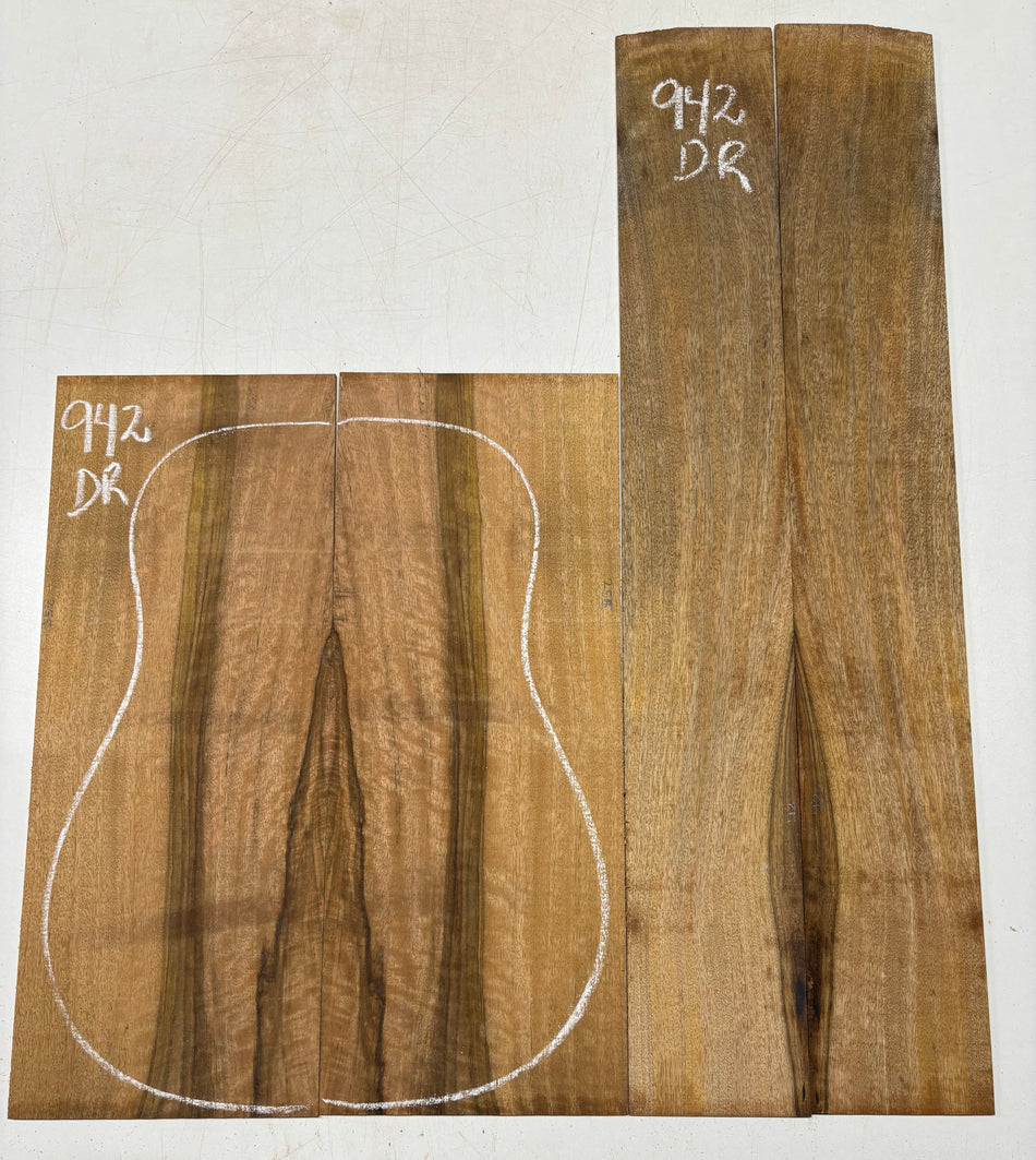 Flame Chocolate Mango Dreadnought Guitar Back and Side Set #942