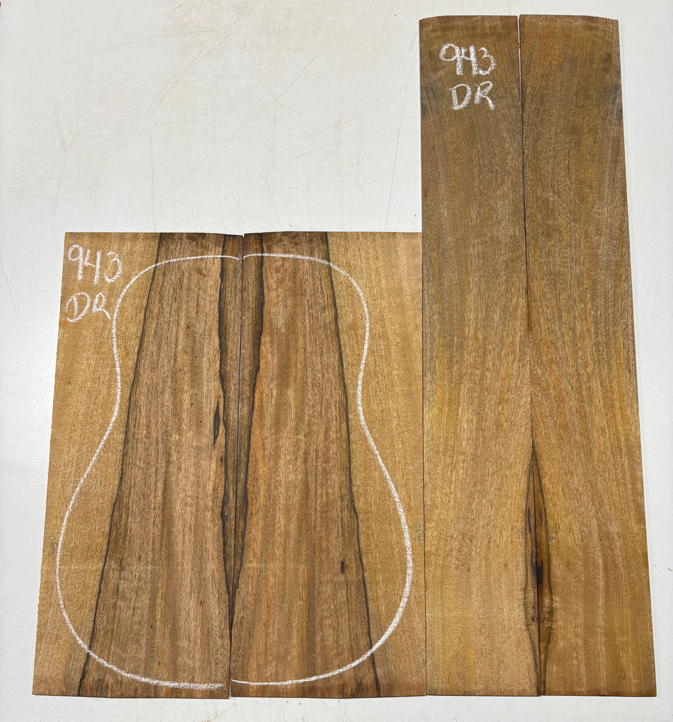 Flame Chocolate Mango Dreadnought Guitar Back and Side Set #943