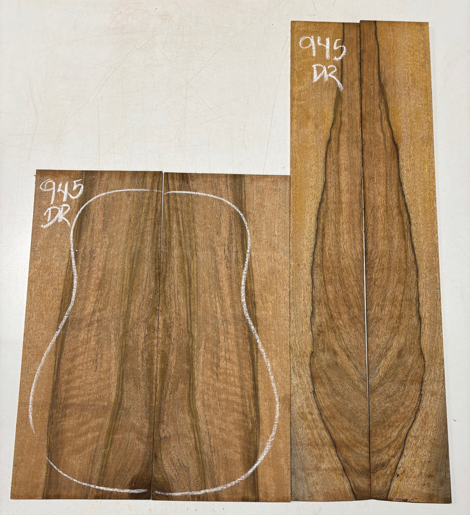 Flame Chocolate Mango Dreadnought Guitar Back and Side Set #945