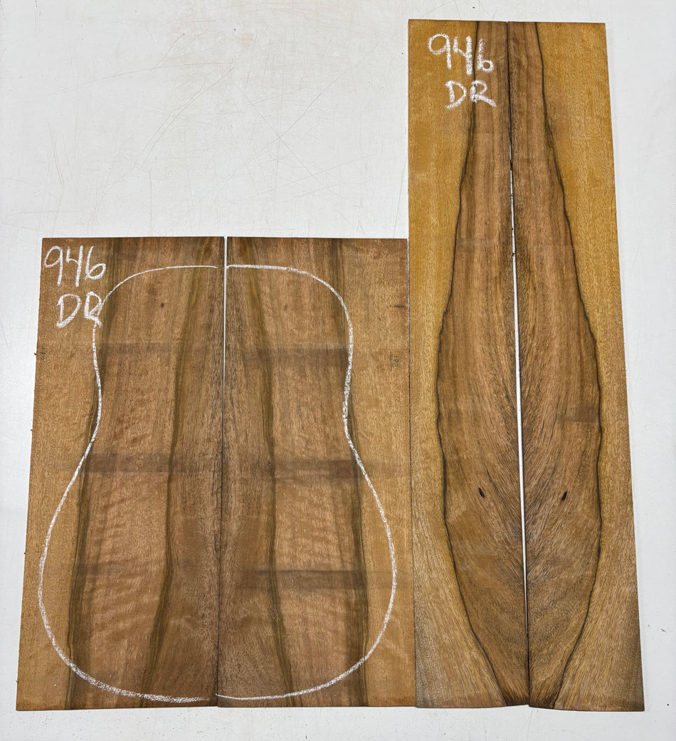 Flame Chocolate Mango Dreadnought Guitar Back and Side Set #946