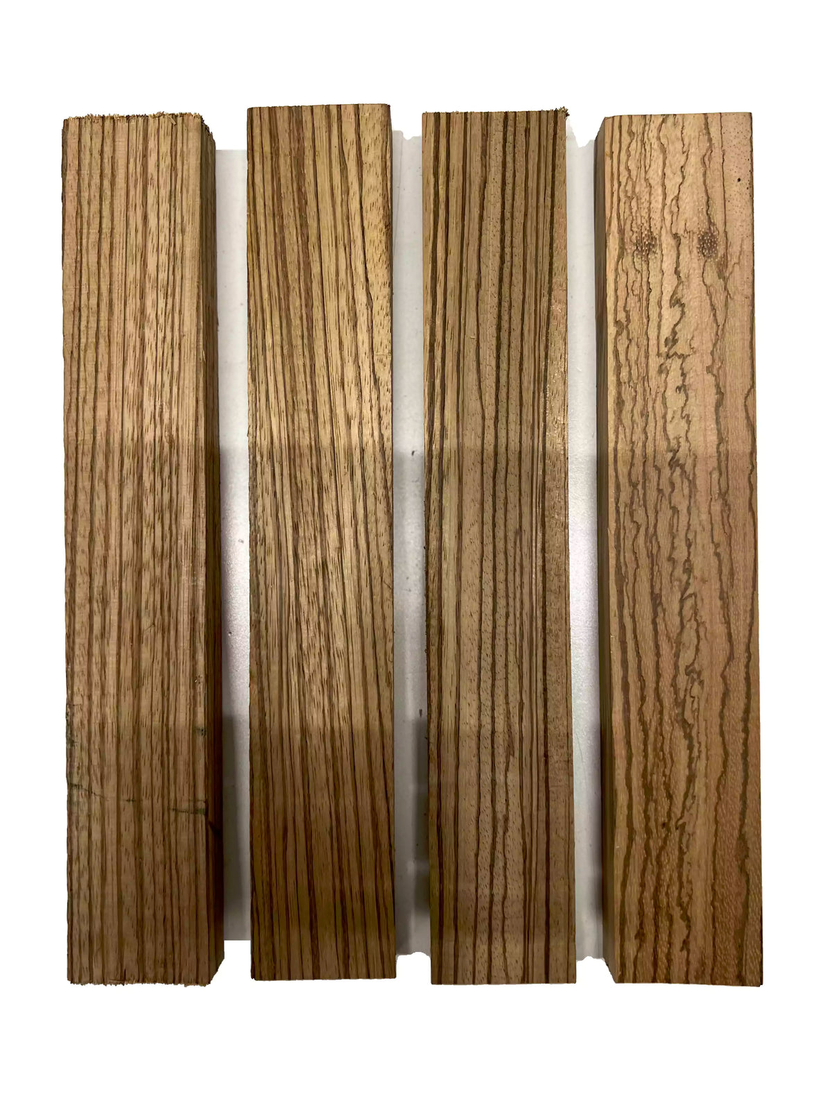 Pack of 4, Zebrawood Thin Stock Three Dimensional Lumber Board 12" x 2" x 3/4" #13 - Exotic Wood Zone - Buy online Across USA 